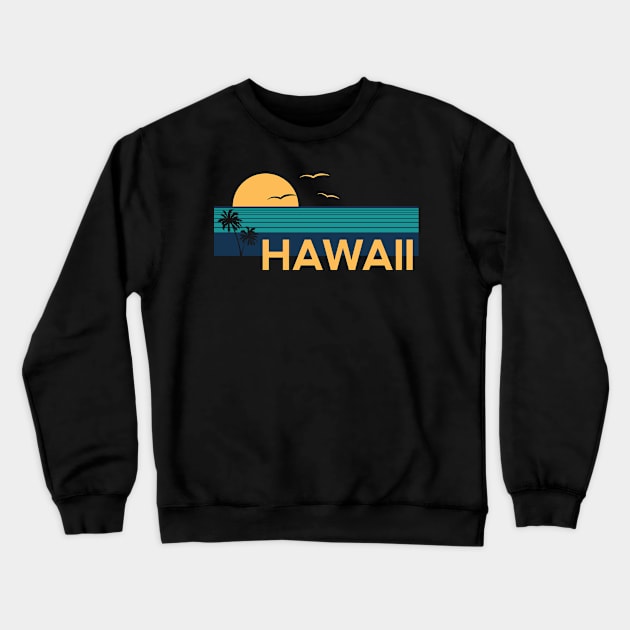 Hawaii Art Surf Beach Vintage Hawaiian Beach Maui Island Retro Honolulu Flower Crewneck Sweatshirt by Shirtsurf